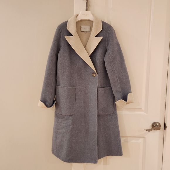 Petite Studio Blue and White Reversible Wool Coat XXS - Picture 2 of 5
